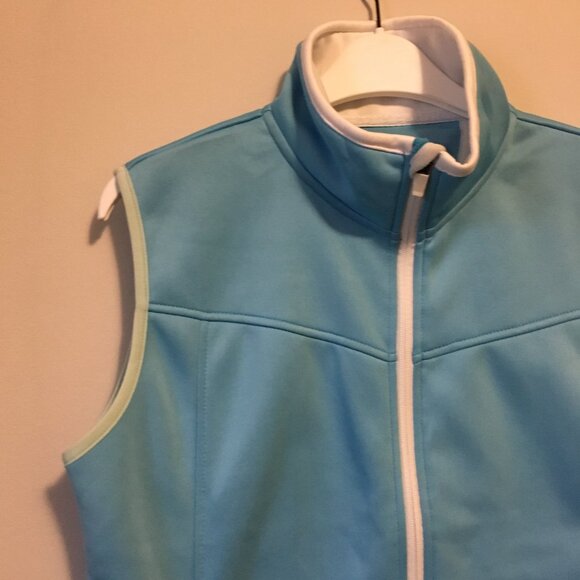 Retro Ice Blue Poly-Flex High Collar Zip Up Vest - Picture 5 of 16